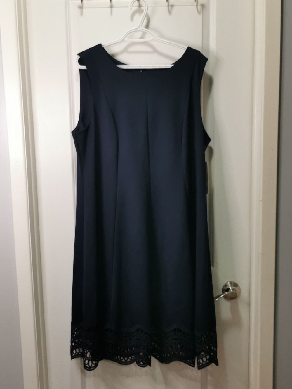 Eliza J Navy Sleeveless‎ Midi Dress with Crochet Hem Trim